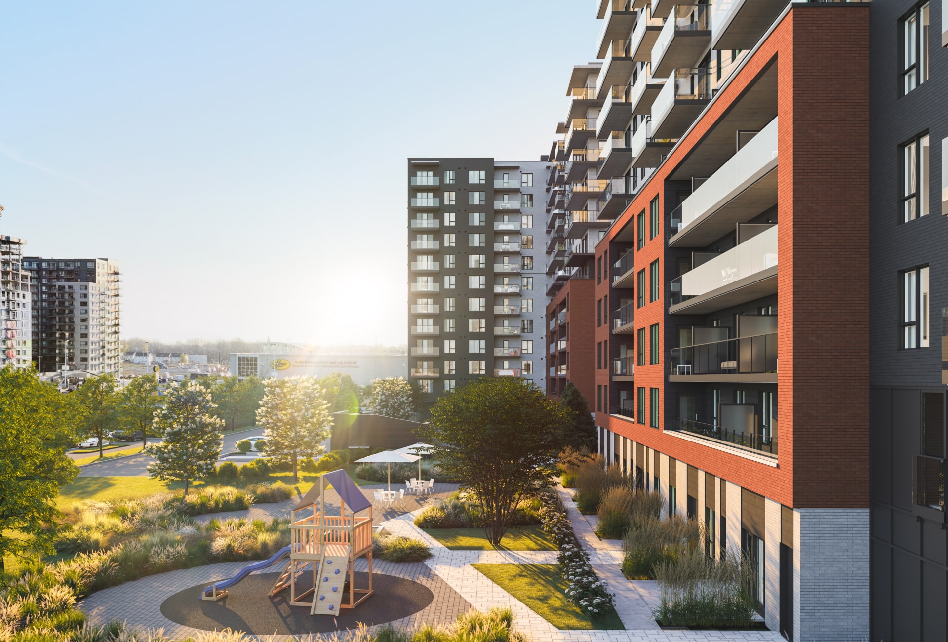 Mostra Centropolis laval apartments for lease rental condos building green spaces outdoor